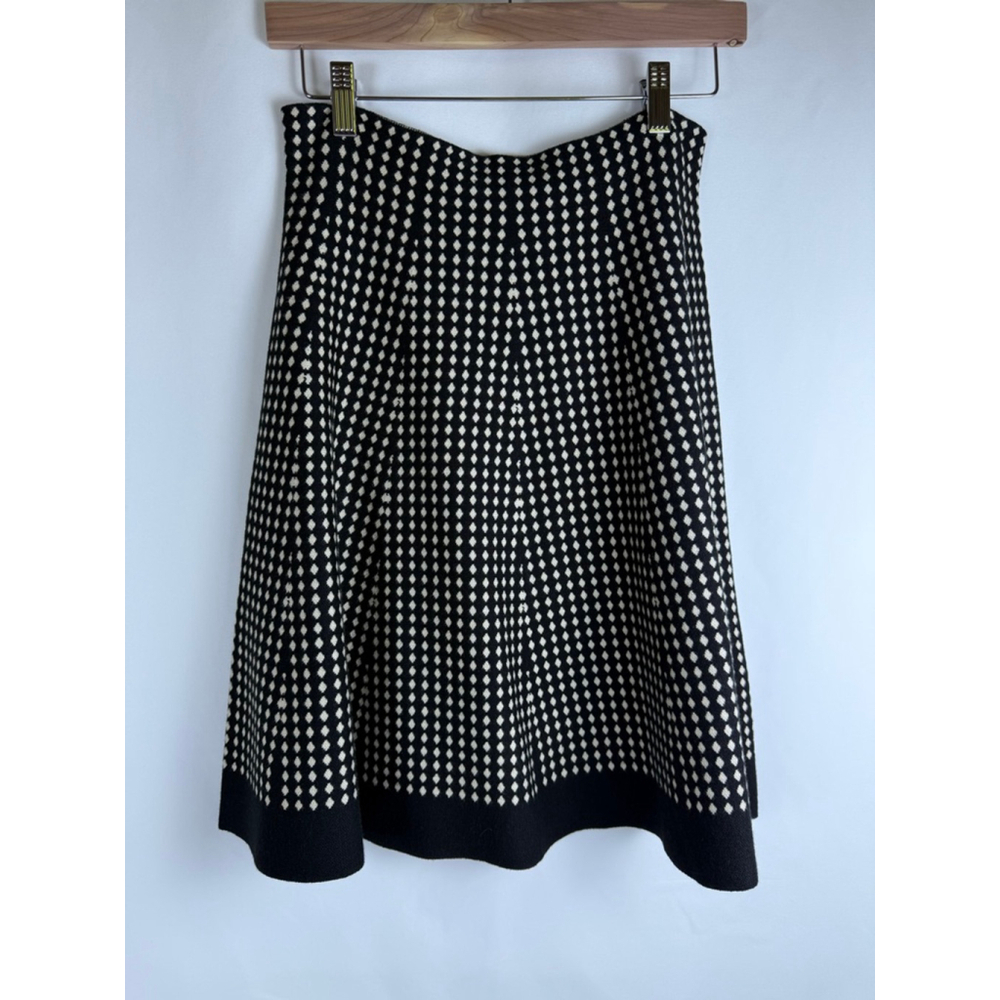 Women's Max Studio Black Cream Polka Dot Knit A-Line Skirt M
